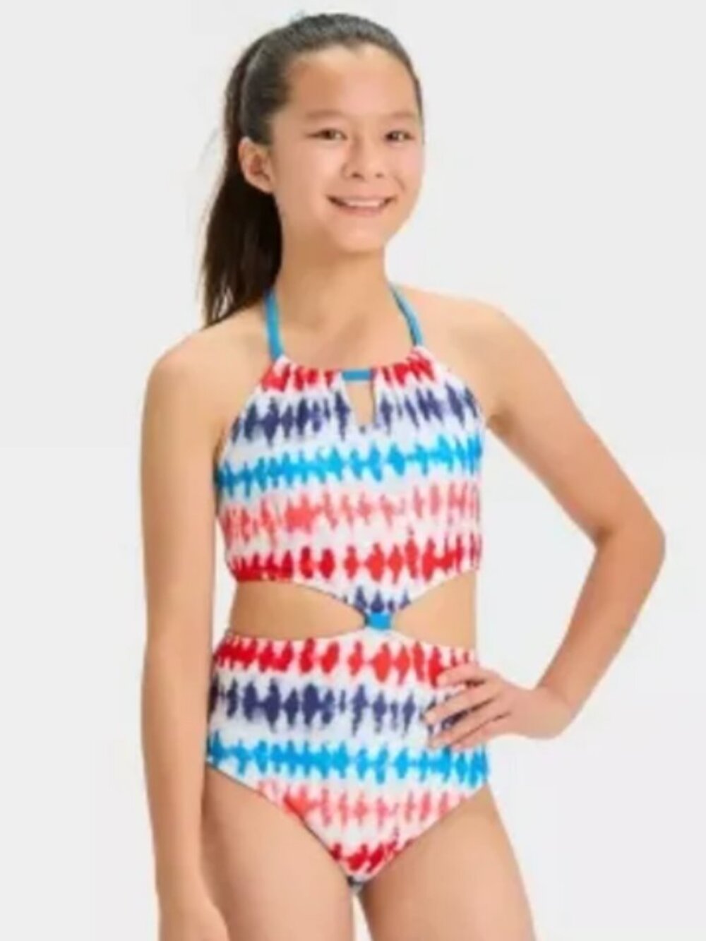 NWT art class Girls 14 Tie Dye High Neck Bikini One Piece 4th of July